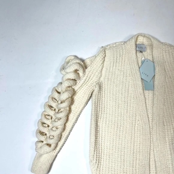LIYA CARDIGAN WITH KNIT SLEEVES, CUSTOM MADE, NWT - Picture 7 of 8
